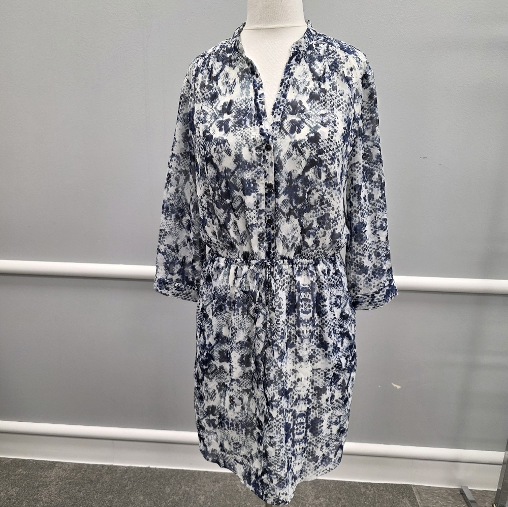 Vince Camuto Blue and White Midi Dress